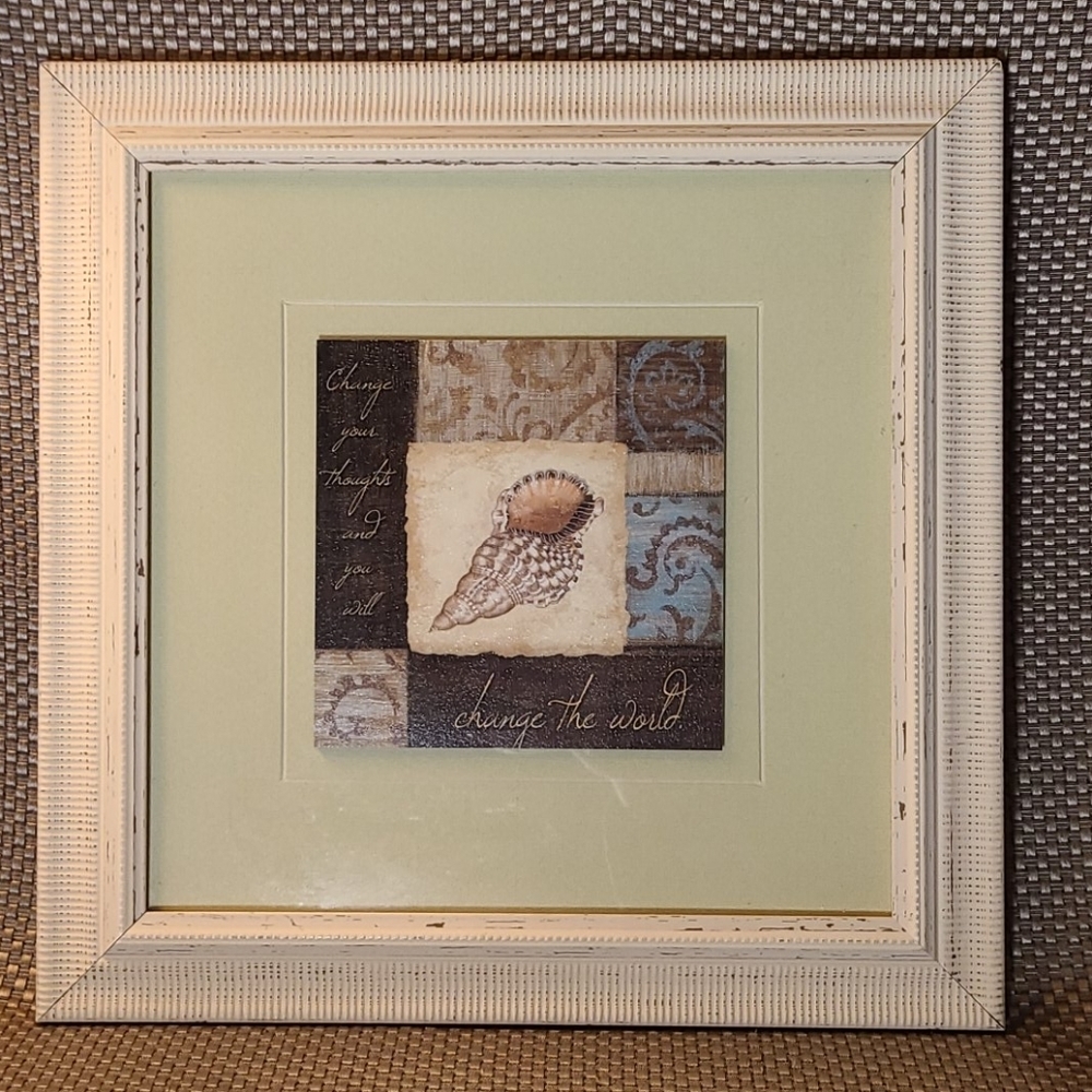 Motivational wall art w shell, shabby chic change!
